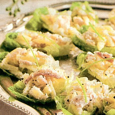 Recept: Gevulde slablaadjes met aardappel forelsalade