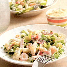 Recept: Tagliatelle met asperges garnalen en ham