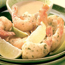 Recept: Garnalen in tempura-kruidenbeslag en mayo-sojasaus Recept: Garnalen in tempura-kruidenbeslag en mayo-sojasaus