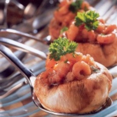 Recept: Champignons met garnalen.