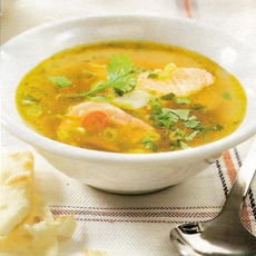 Recept: Bouillon met zalm en pepertjes