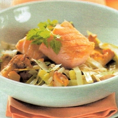 Recept: Zalm met prei en cantharellen