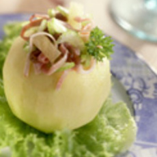 Recept: appel gevuld met kalkoen en ananas
