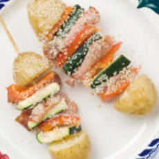 Recept: Aardappel- groentespiesjes