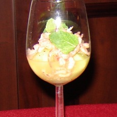 Recept: Koud soepje van galia meloen met Hollandse garnaal Recept: Koud soepje van galia meloen met Hollandse garnaal