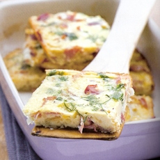 Recept: Clafoutis met ham en uien Recept: Clafoutis met ham en uien
