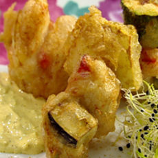Recept: Groentespiesje met zeetong in tempuradeeg Recept: Groentespiesje met zeetong in tempuradeeg