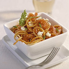 Recept: Spaghetti met roze garnalen 