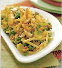 Recept: Pasta met erwtjes en krokante gember Recept: Pasta met erwtjes en krokante gember