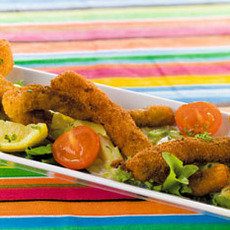 Recept: Warme aardappelsalade met gefrituurde reepjes kabe