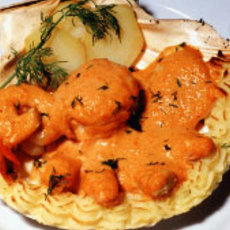 Recept: Sint jacobsschelp gevuld met vis, roseval aardappe