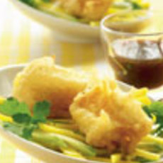 Recept: Gefrituurde heilbot met mangosalade Recept: Gefrituurde heilbot met mangosalade