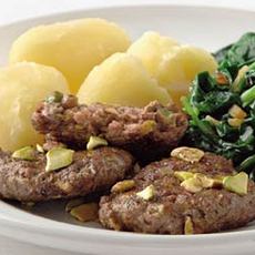Recept: Pistachegehaktschijfjes met spinazie