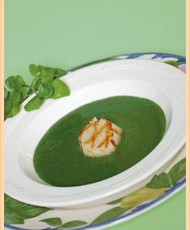Recept: Romige waterkerssoep met gegrilde coquille saint