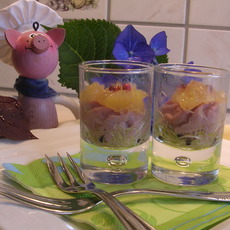 Recept: Hapje :Gerookte eendeborst met mango confituur