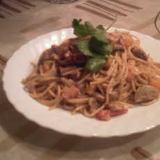Recept: Pasta met gerookte zalm en stukjes pompoen Recept: Pasta met gerookte zalm en stukjes pompoen