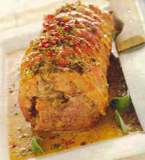 Recept: Kalfsrollade met rode en groene peperbessen Recept: Kalfsrollade met rode en groene peperbessen