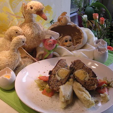 Recept: Gevuld gehaktbrood met frisse groenten en puree