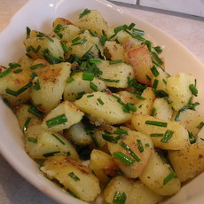 Recept: Aardappelen : Opgebakken aardappelen met bieslook