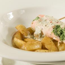 Recept: Zalmrolletjes in romige knoflooksaus Recept: Zalmrolletjes in romige knoflooksaus