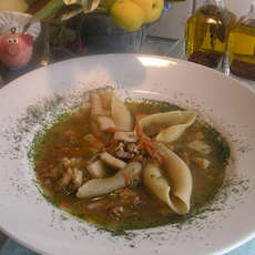 Recept: Soep :Fish soup with giant pasta shells Recept: Soep :Fish soup with giant pasta shells