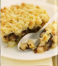 Recept: Crumble met peer en chocolade Recept: Crumble met peer en chocolade