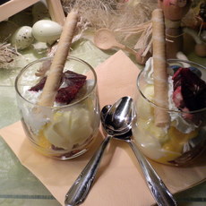 Recept: Dessert : Vanille-ijs vergezeld met bloedappelsien