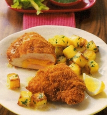 Recept: Cordon bleu met gebakken aardappeltjes Recept: Cordon bleu met gebakken aardappeltjes