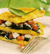 Recept: Aardappelomelet met spinazie en feta