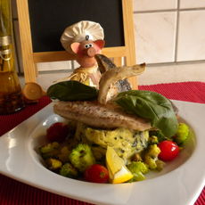 Recept: Rode poon op een bedje van basilicum - broccoli puree