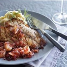 Recept: Geroosterde tilapiafilet met sjalottencompote Recept: Geroosterde tilapiafilet met sjalottencompote