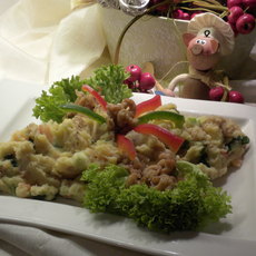 Recept: Aardappelpuree met grijze garnalen en zijn garnituren