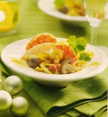 Recept: Scampi's met peer en kerrie