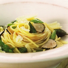 Recept: Asperges met spaghetti,truffelkrullen en ( zieopm)