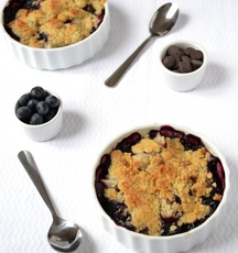 Recept: Peer-bosbescrumble met chocolade