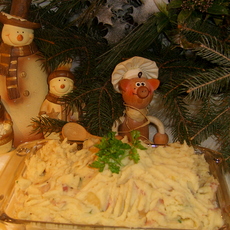 Recept: Aardappelpuree met appel, spek en champignons